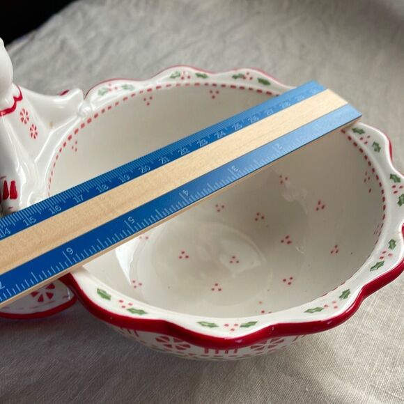 Temptations by Tara Peppermint Holly Angel Christmas Holiday bowl. - Picture 4 of 9